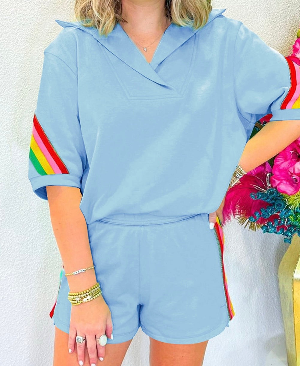 Rainbow Short Sleeve Top and Shorts Set